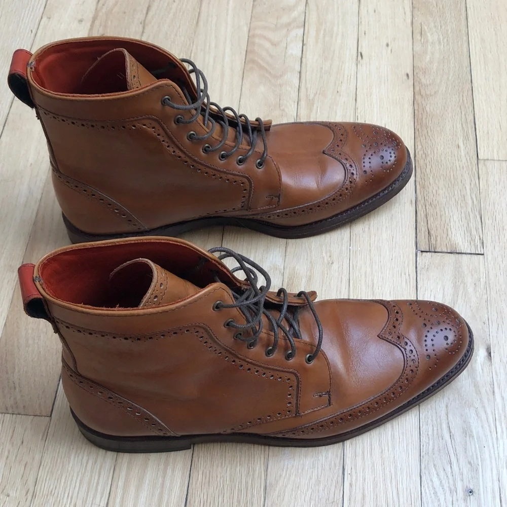 Allen Edmonds Tan Leather Wingtip Boots - Picture 6 of 6